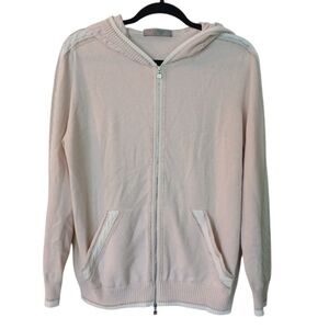 D. Exterior Cashmere Wool Blend Zip Up Sweater Jacket With Hood Size Large